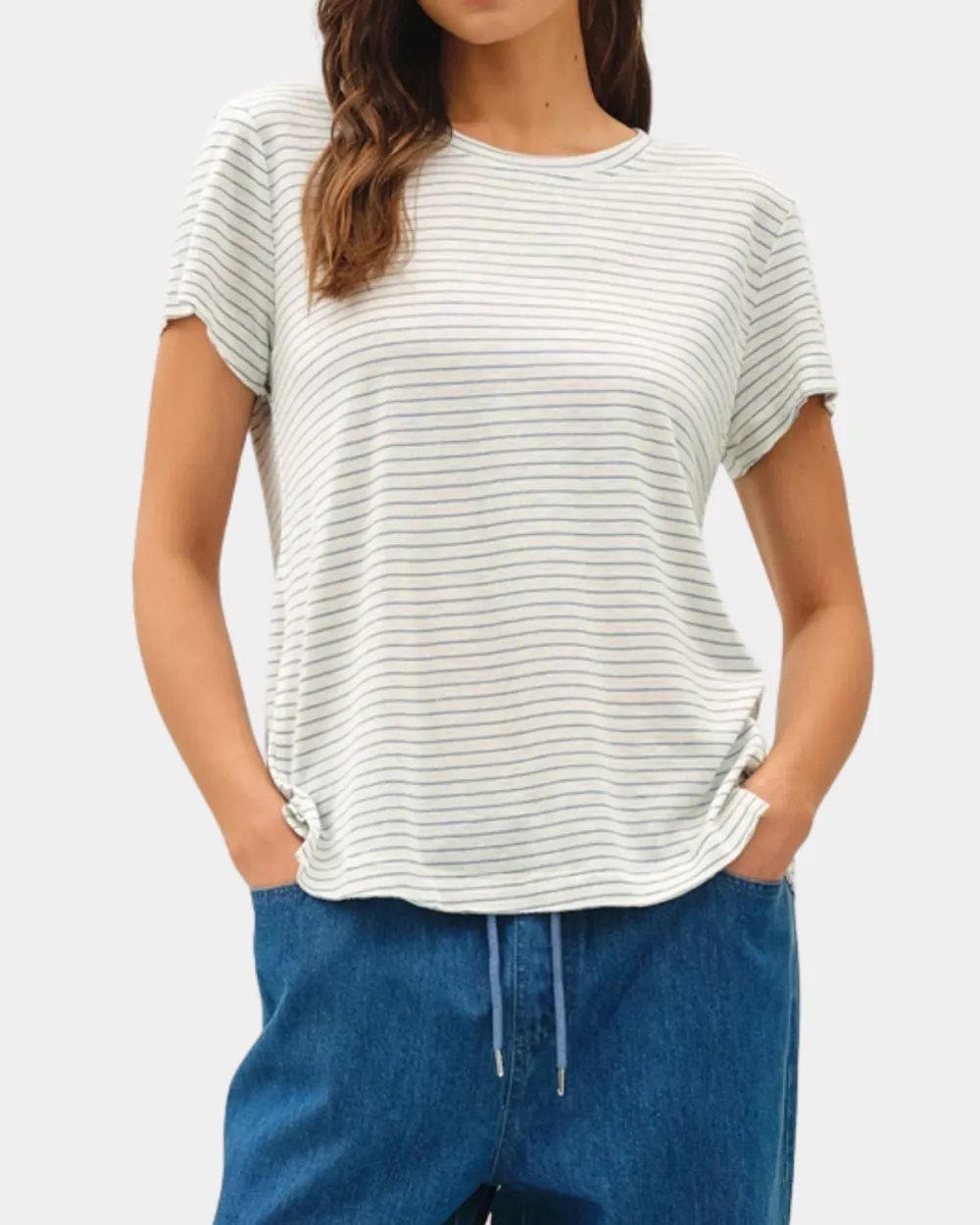 Linen Stripe Relaxed Tee