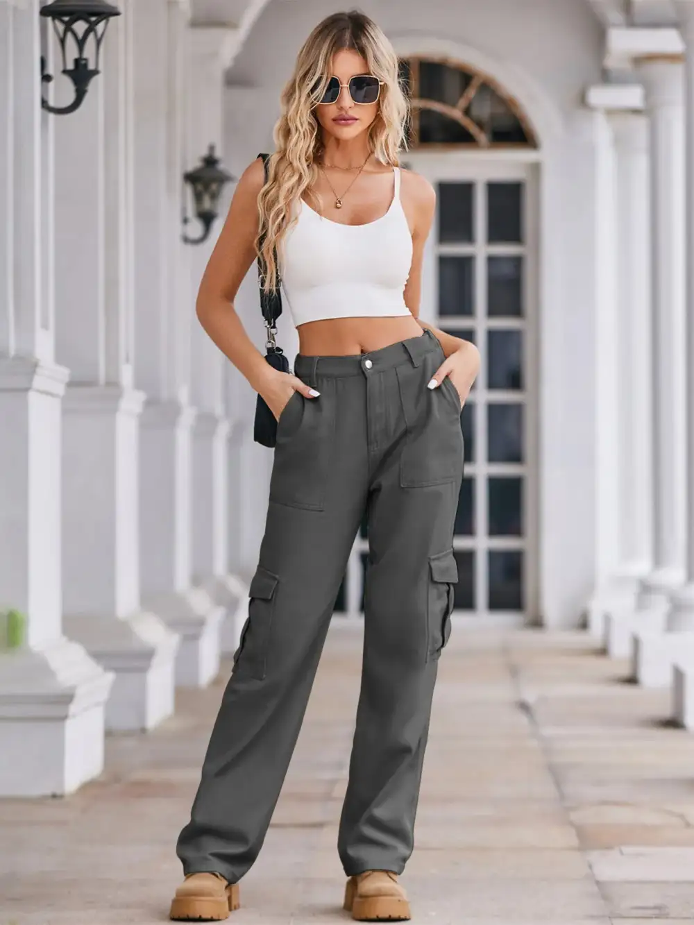 Utility High Waist Cargo Denim Jeans