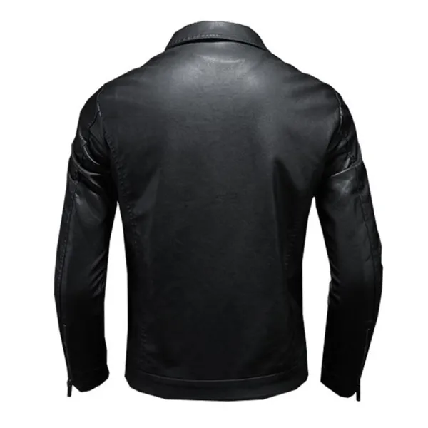 Collared Leather Moto Jacket