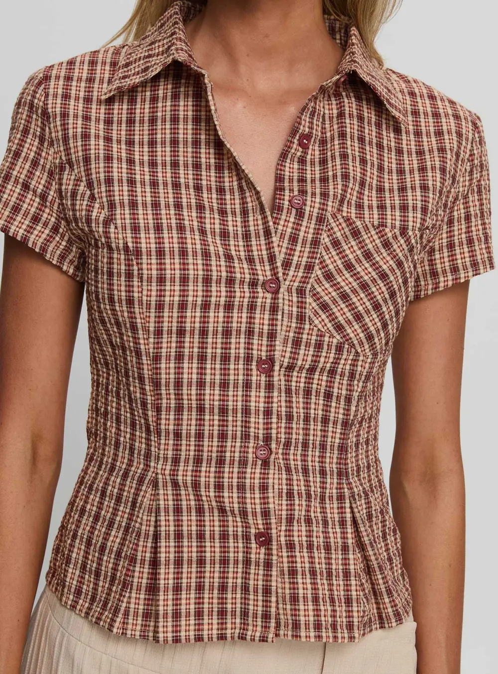 Polished Casual Button Up Collared Blouse