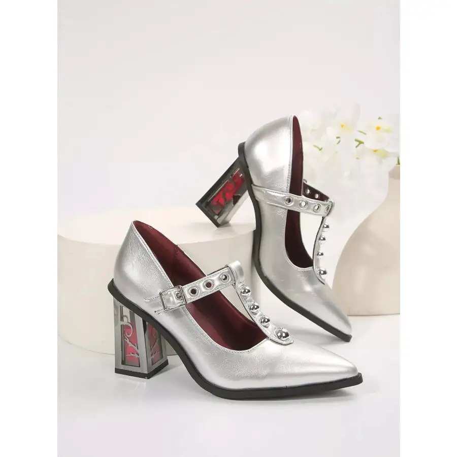 Point Toe Block Heels Pumps