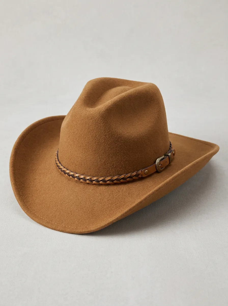 Felt Cowboy Hat with Decorative Plaited Band