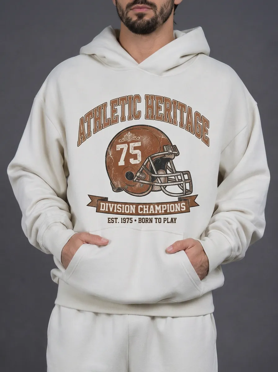 Men's Athletic Heritage Football Helmet 75 Printed Hoodie