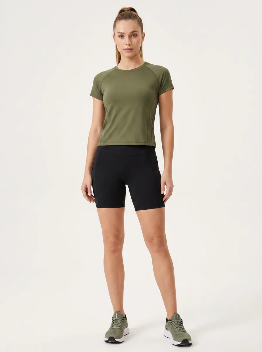 Women's Olive Green Raglan Sleeve Active T-Shirt