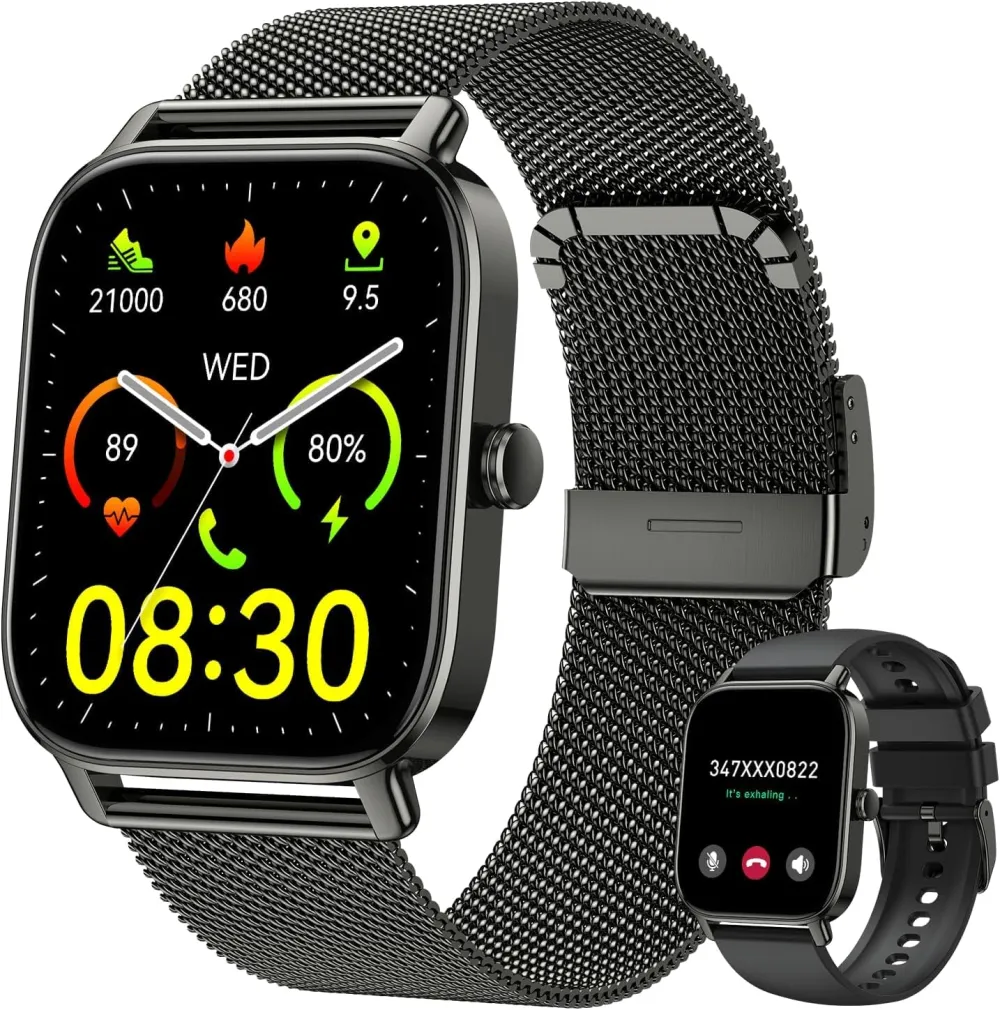 Smart Watch for Men Women Fitness Tracker: Waterproof Bluetooth Call Answer Make Smart Watches for Android iPhone Digital Mens Watches Activity Smartwatch Pedometer Heart Rate Monitor 120 Sports Model