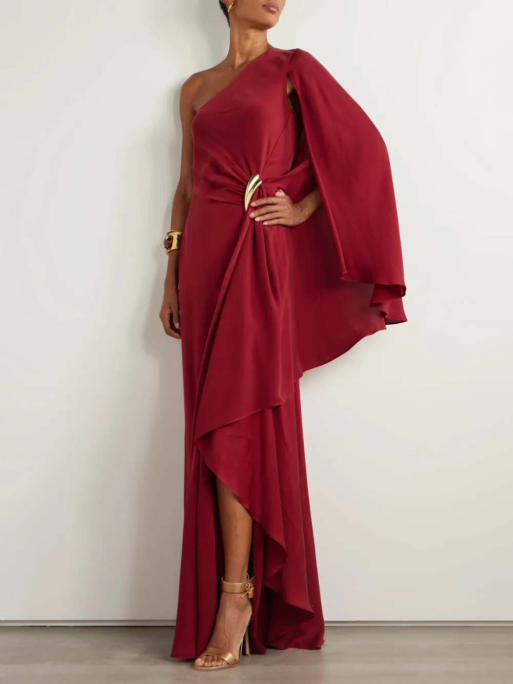 One Shoulder Irregular Drapedd Maxi Dress