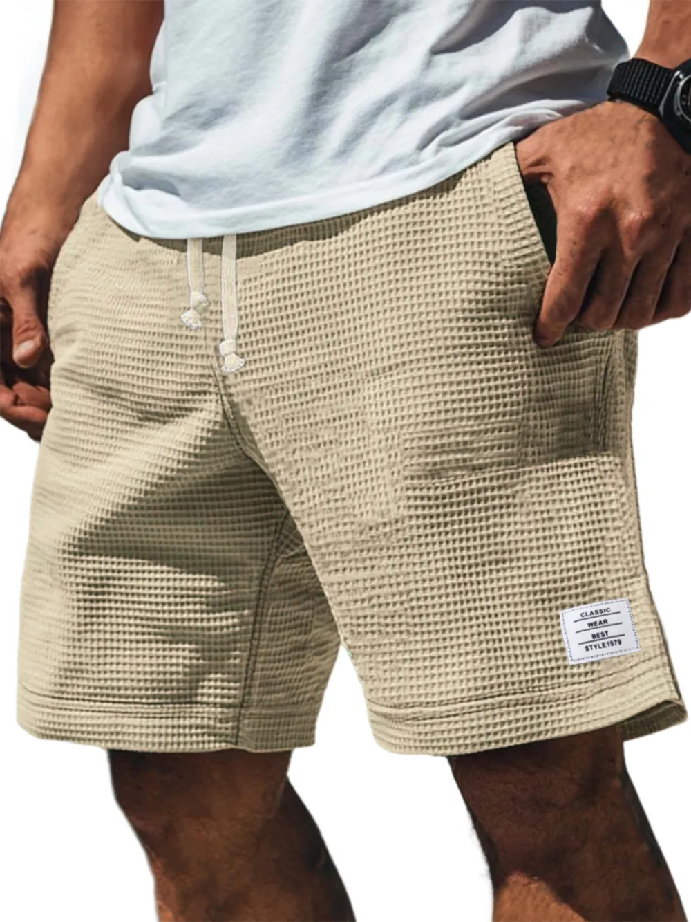 Textured Knit Seamed Detail Shorts