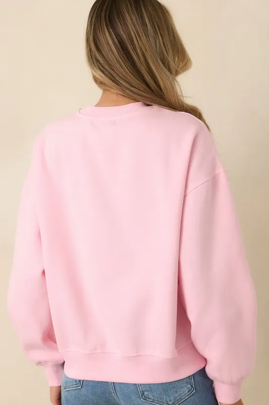 Pink Graphic Crewneck Sweatshirt