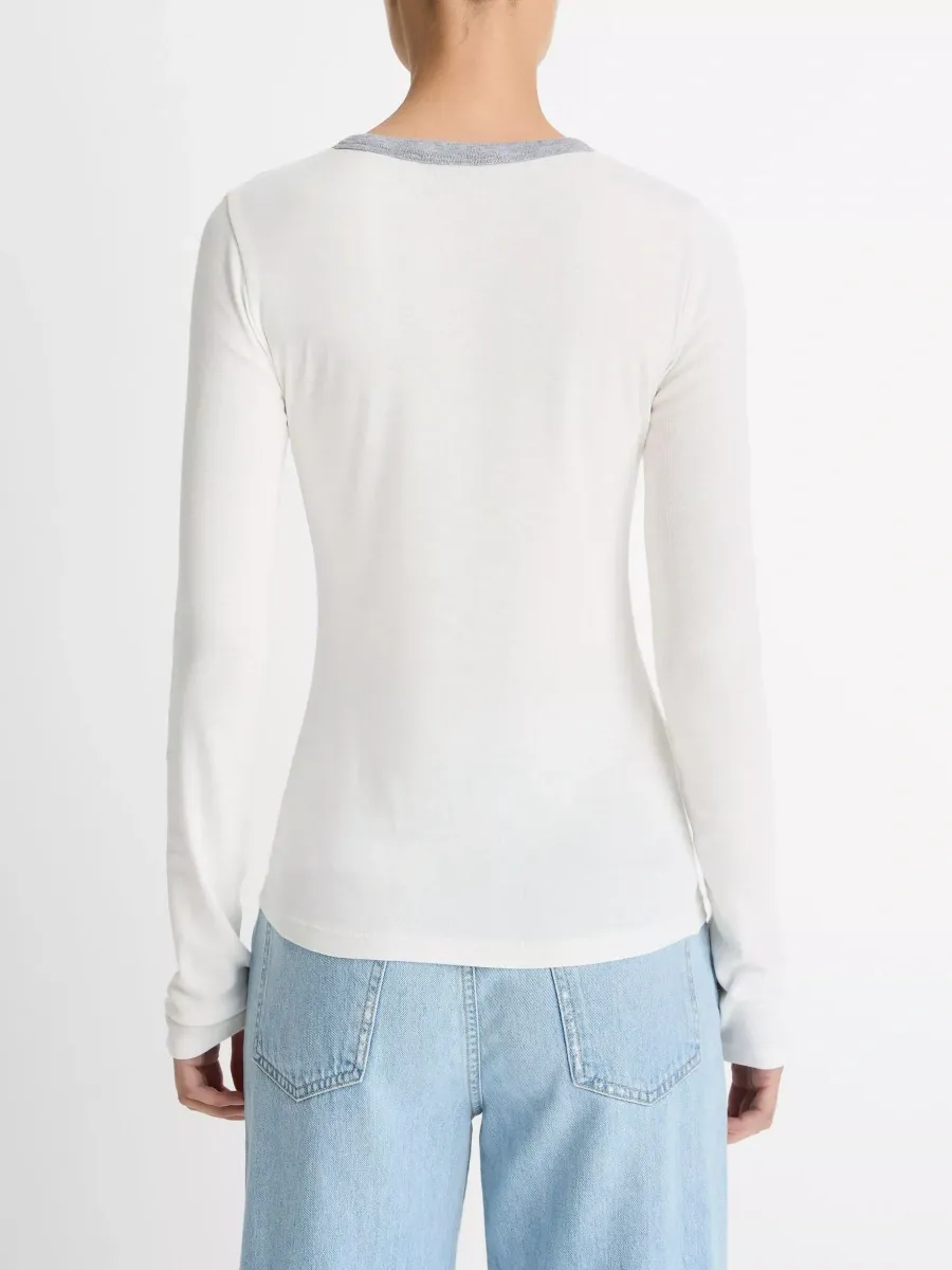 Contrast Neck Long Sleeve Tee