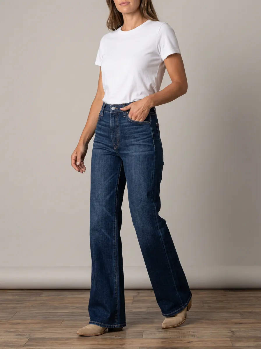 Wide-Leg High-Rise Denim Denim Jeans