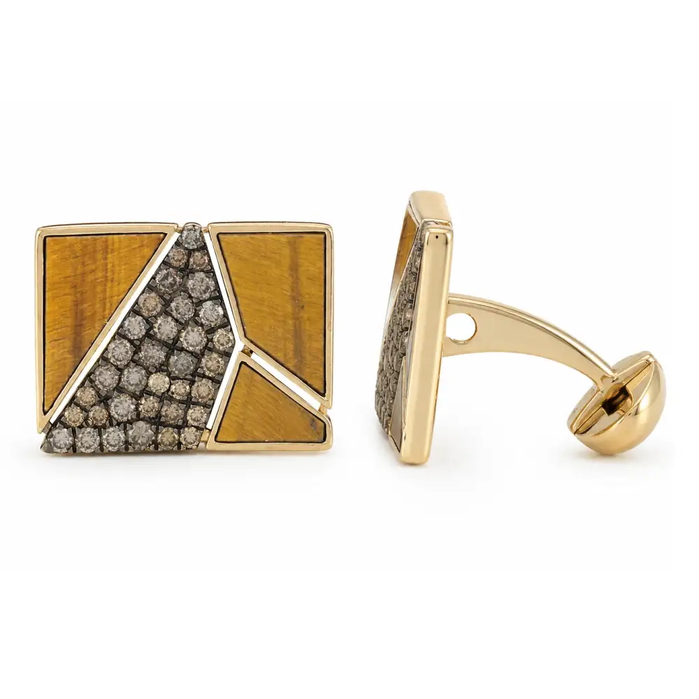 Champagne Diamond Tiger's Eye Cufflinks