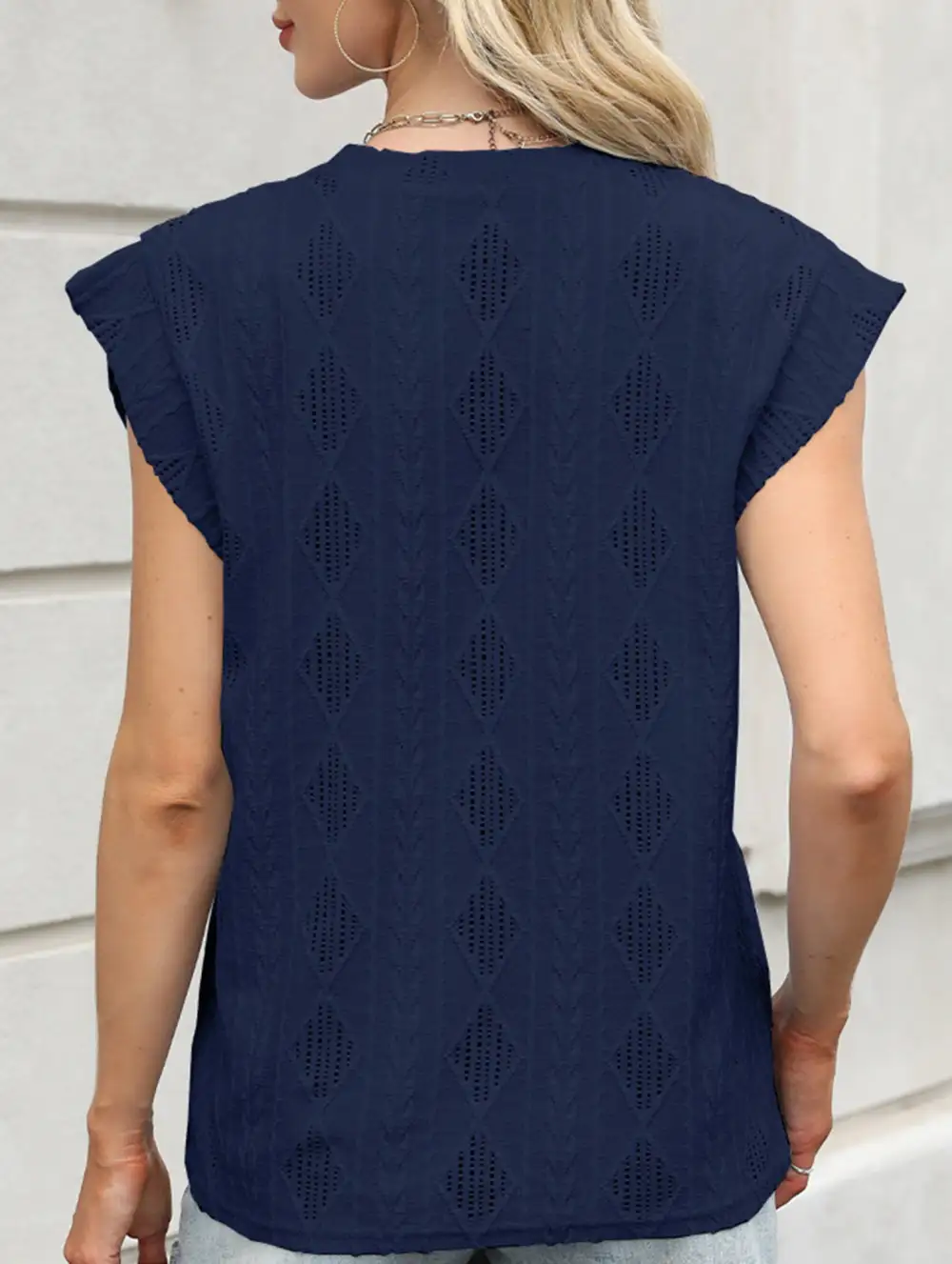 Jacquard Crew Neck Loose Tee