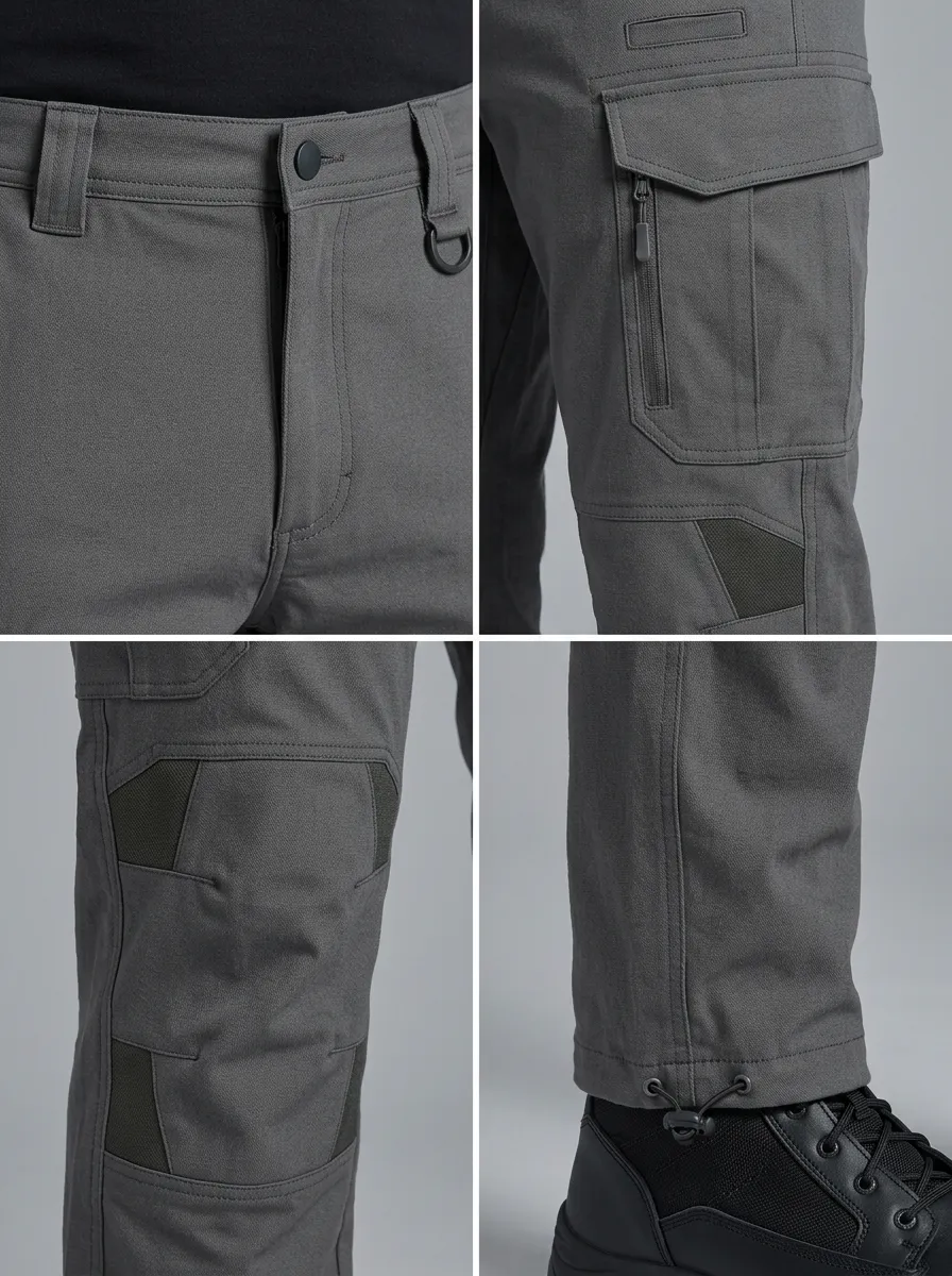 Men's Charcoal Grey Multi-Pocket Utility Cargo Pants