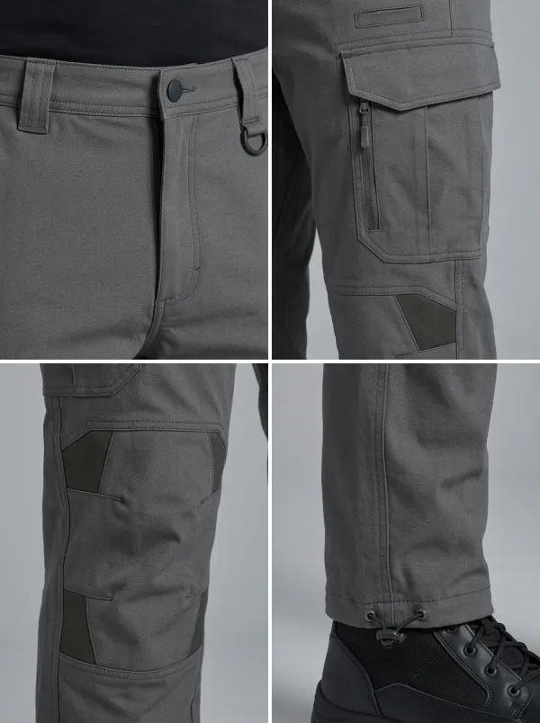 Men's Charcoal Grey Multi-Pocket Utility Cargo Pants