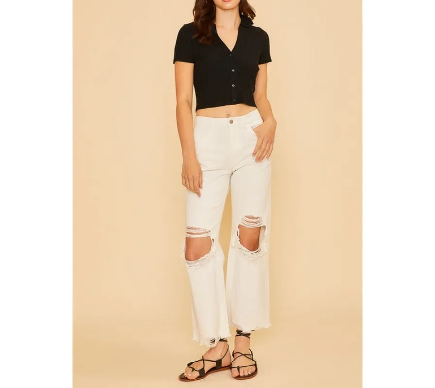 Distressed Raw-Hem Jeans
