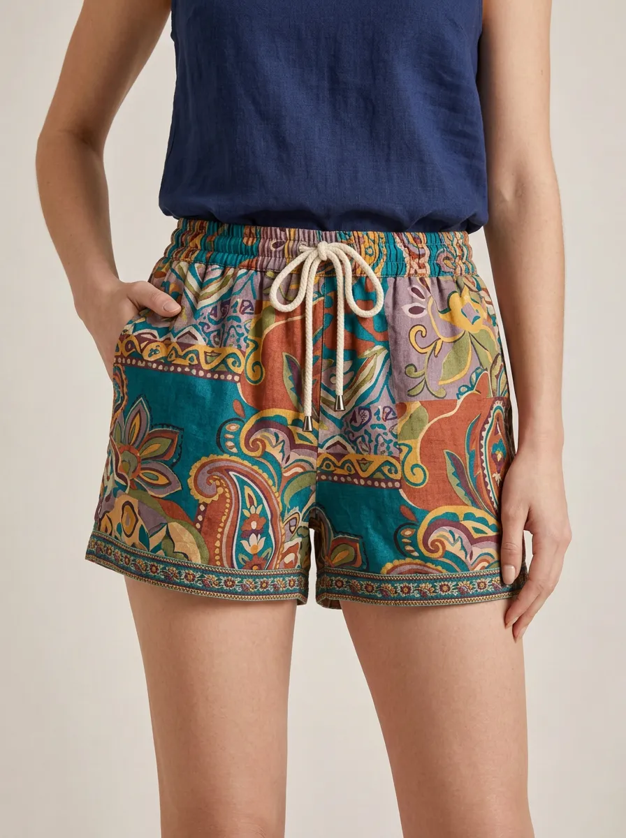 Women's Bohemian Paisley Floral Printed Shorts