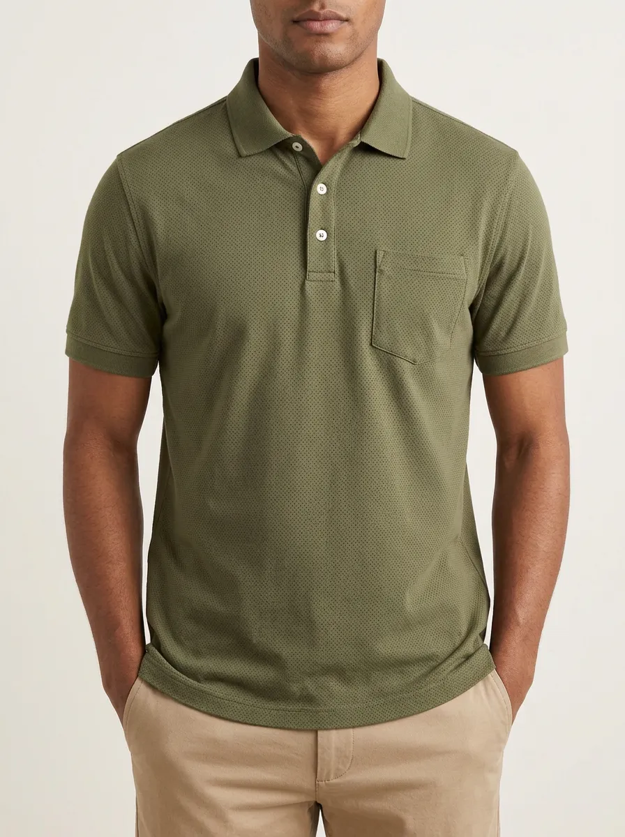 Micro-Dot Pocket-Detail Men's Polo Shirt