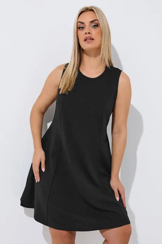 Plus Size Black Seam Detail Dress