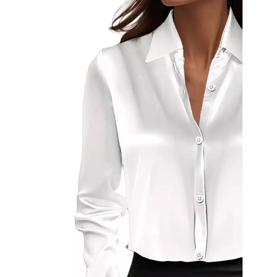 Full Size Button Down Collared Neck Long Sleeve Shirt Plus Size