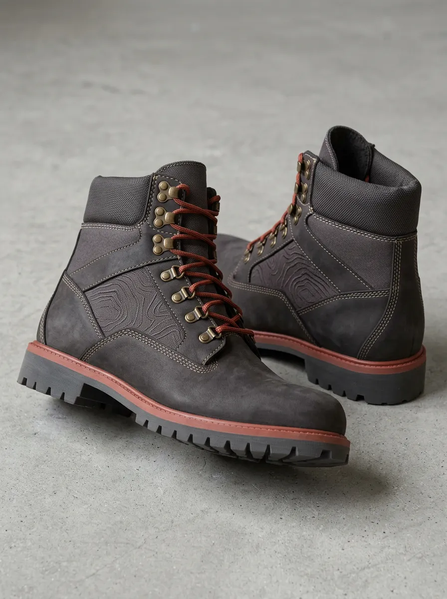 Unisex Outdoor Hiking Lover Topographic Map Print Work Boots