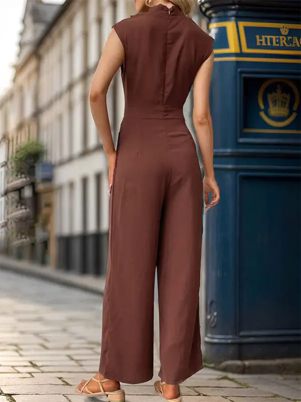 Sleeveless Clean Swing Collar Jumpsuit