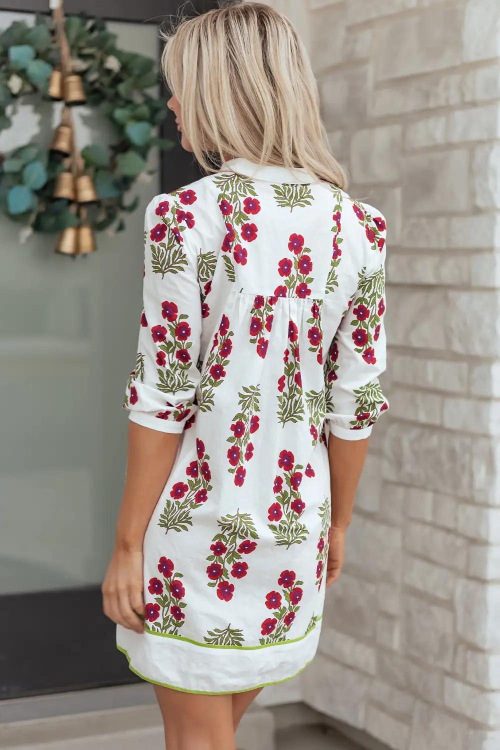 Floral V Neck Ruffle Dress Casual