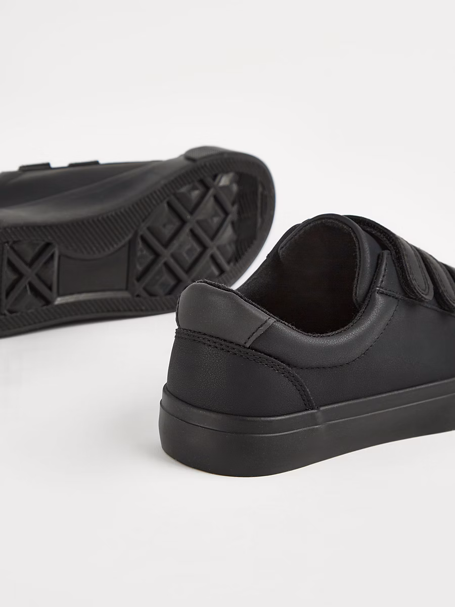 Black Triple Strap School Shoes detail 2