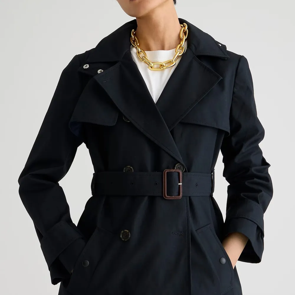 Button Front Cotton Jackets with Belt