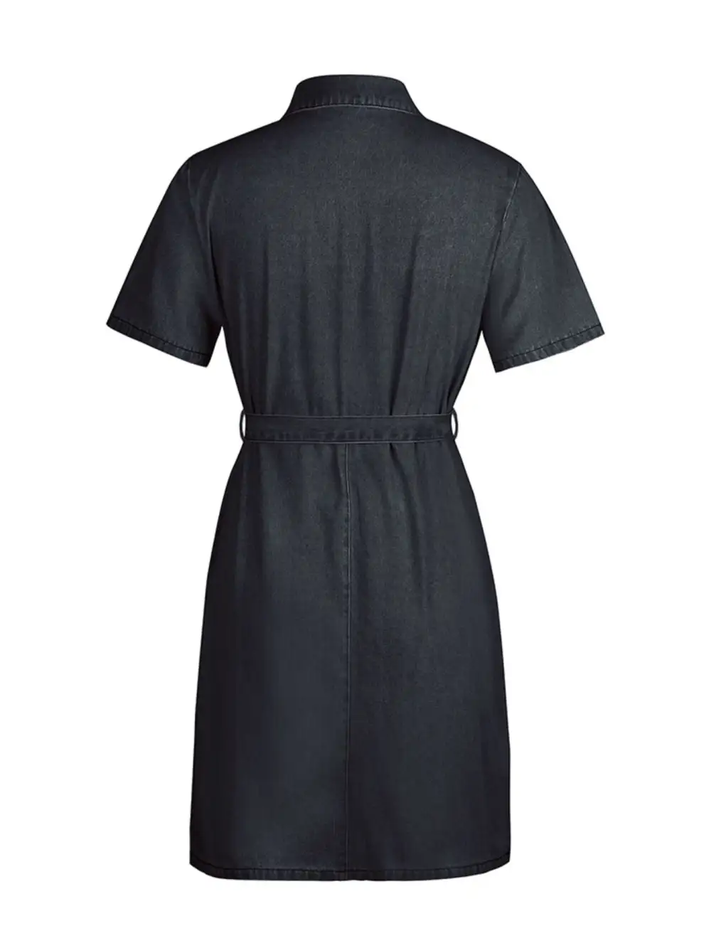 Denim Zip Front Short Sleeve Dress Casual