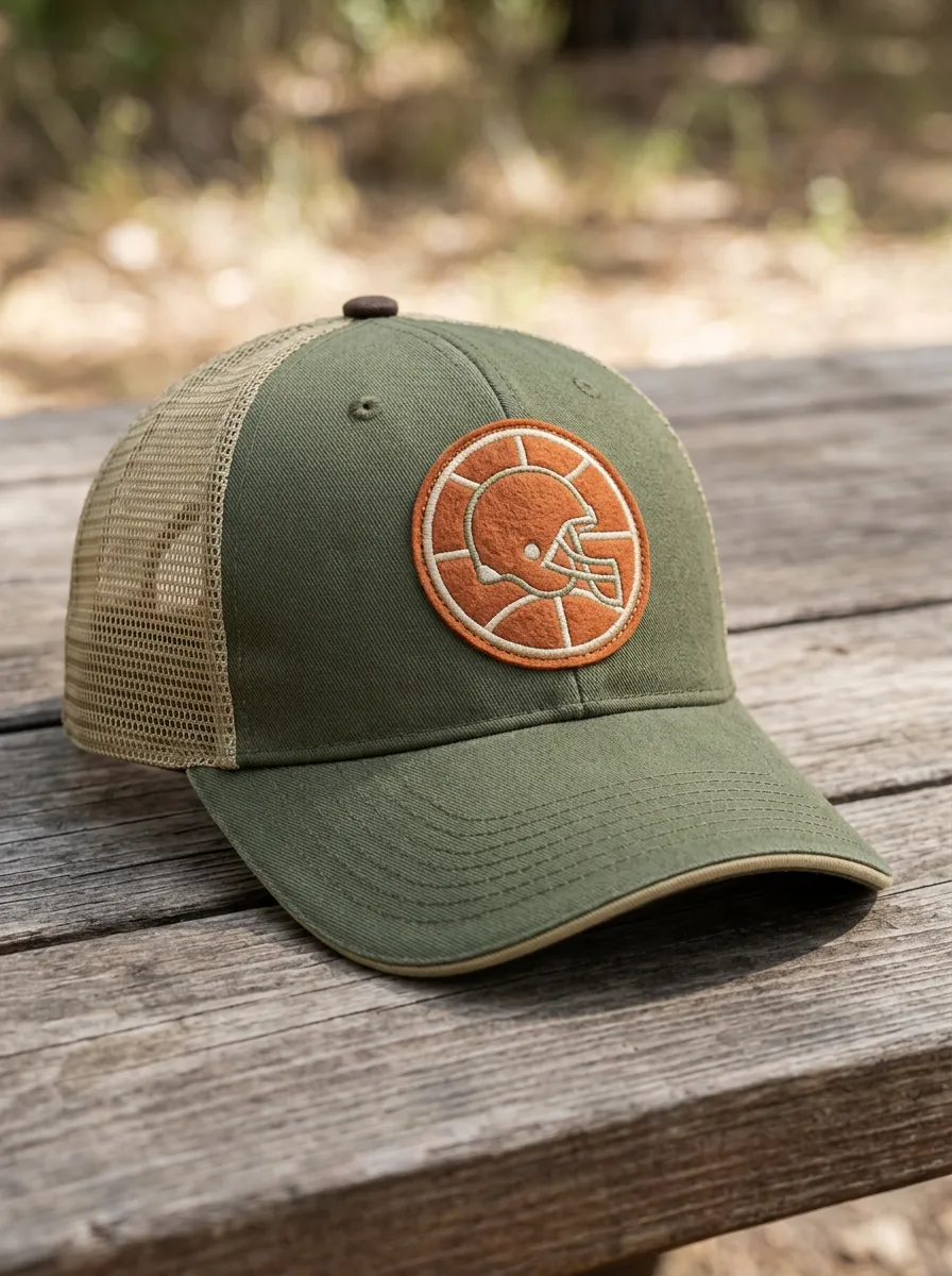 Men's Gridiron Football Fan Helmet Logo Embroidered Mesh Trucker Hat