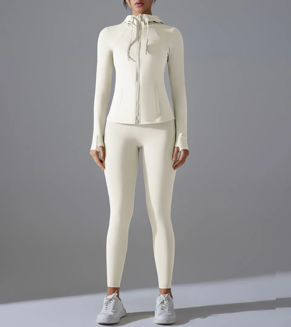 Zip-Front Long-Sleeve Hoodie and Leggings Active Set