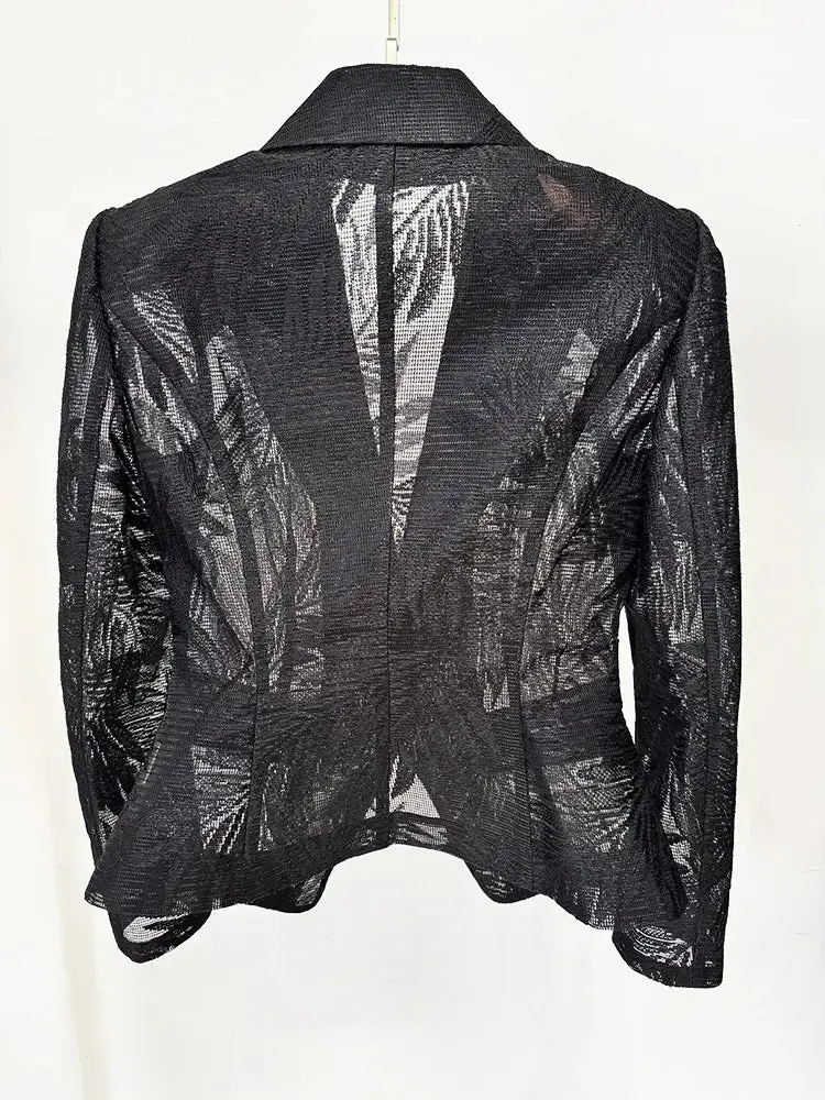 Embroidered Mesh Blazer