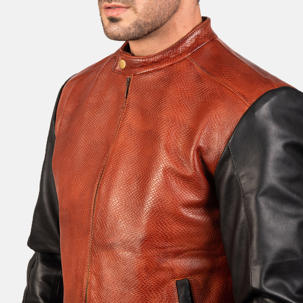 Men's Classic Structured Bomber Leather Jacket