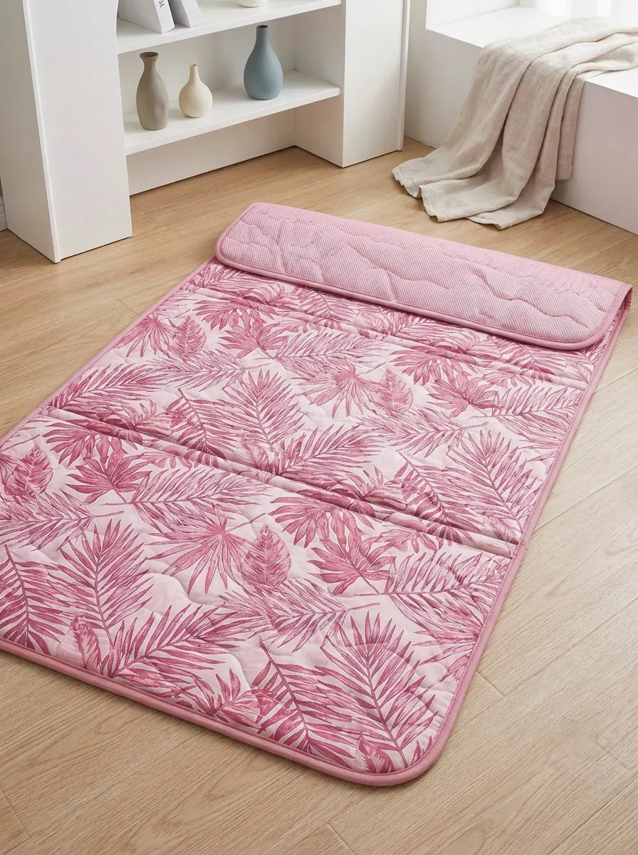 Foldable Summer Cooling Tropical Leaf Pattern Cooling Mat