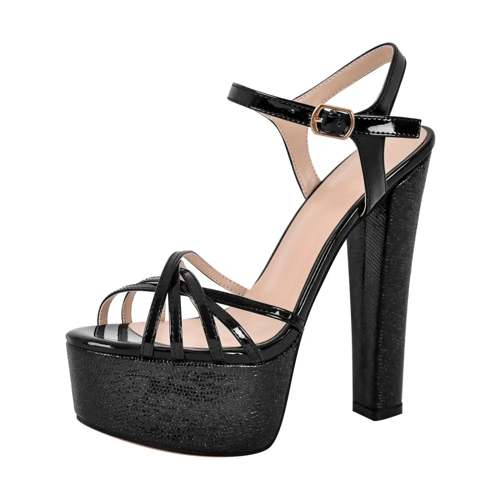 Buckle Strap Platform Chunky High Heel Sandals