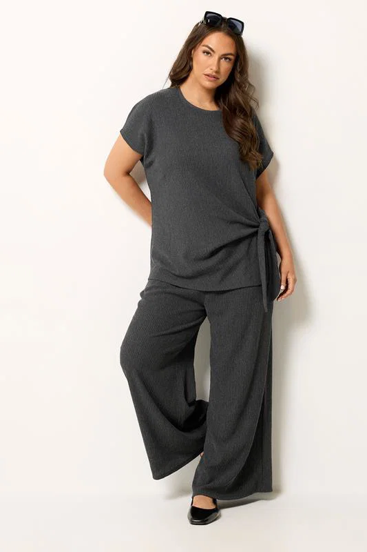 Grey Side Knot Textured T-Shirt detail 1
