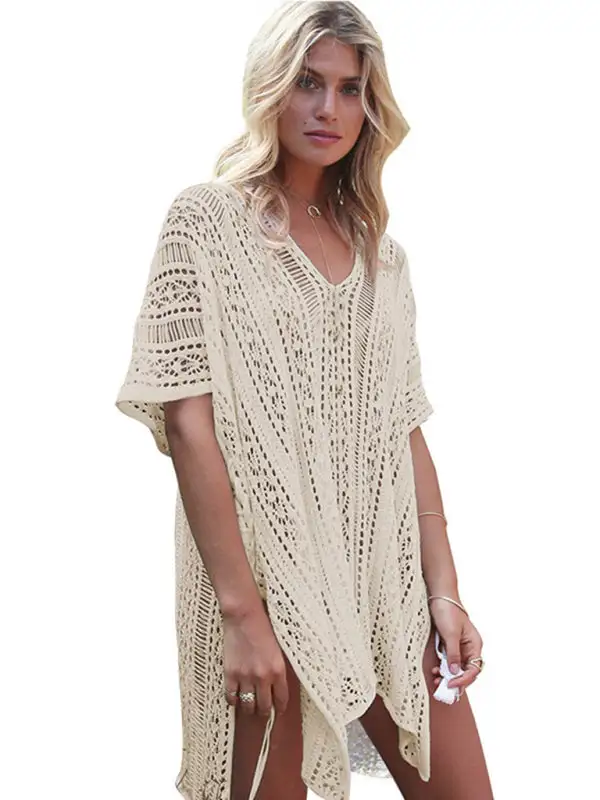 Knitted Hollow Blouse Coverup Swim Cover Up