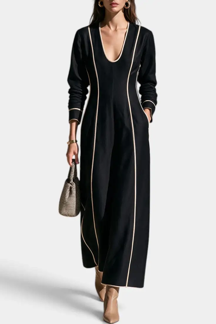 Fitted Long-Sleeve Maxi Dress