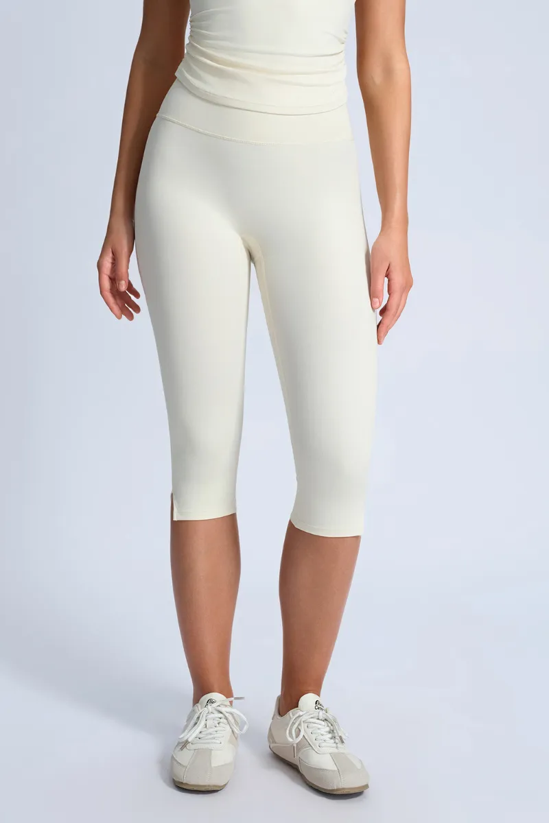 High-Waist Side-Slit Sculpting Capri Leggings