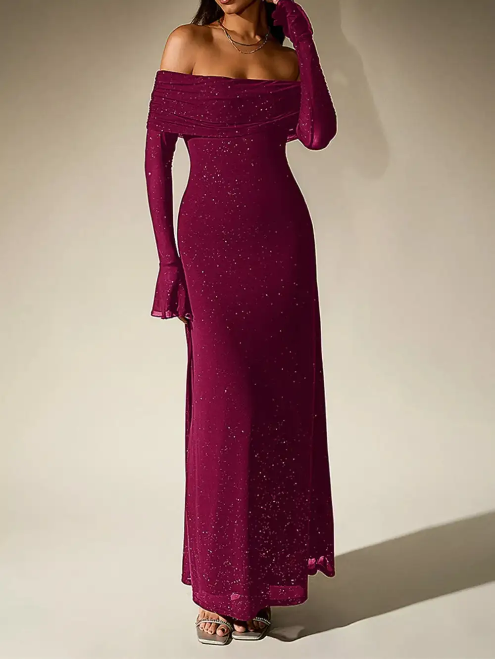 Relaxed Shape Glitter Maxi Dress