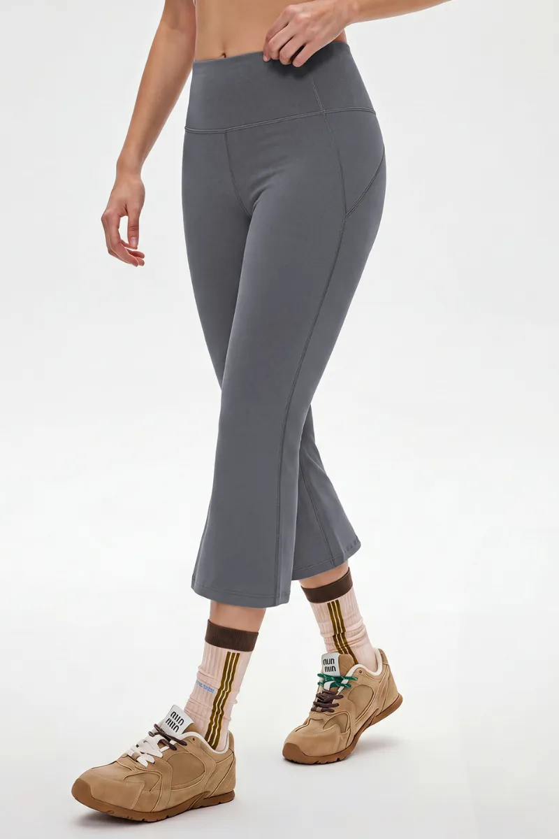 High-Waist Flared Capri Trousers
