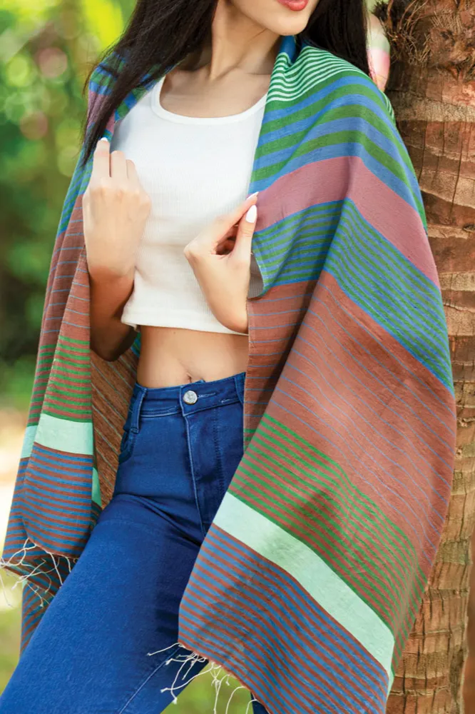 Lightweight Striped Cotton Scarf