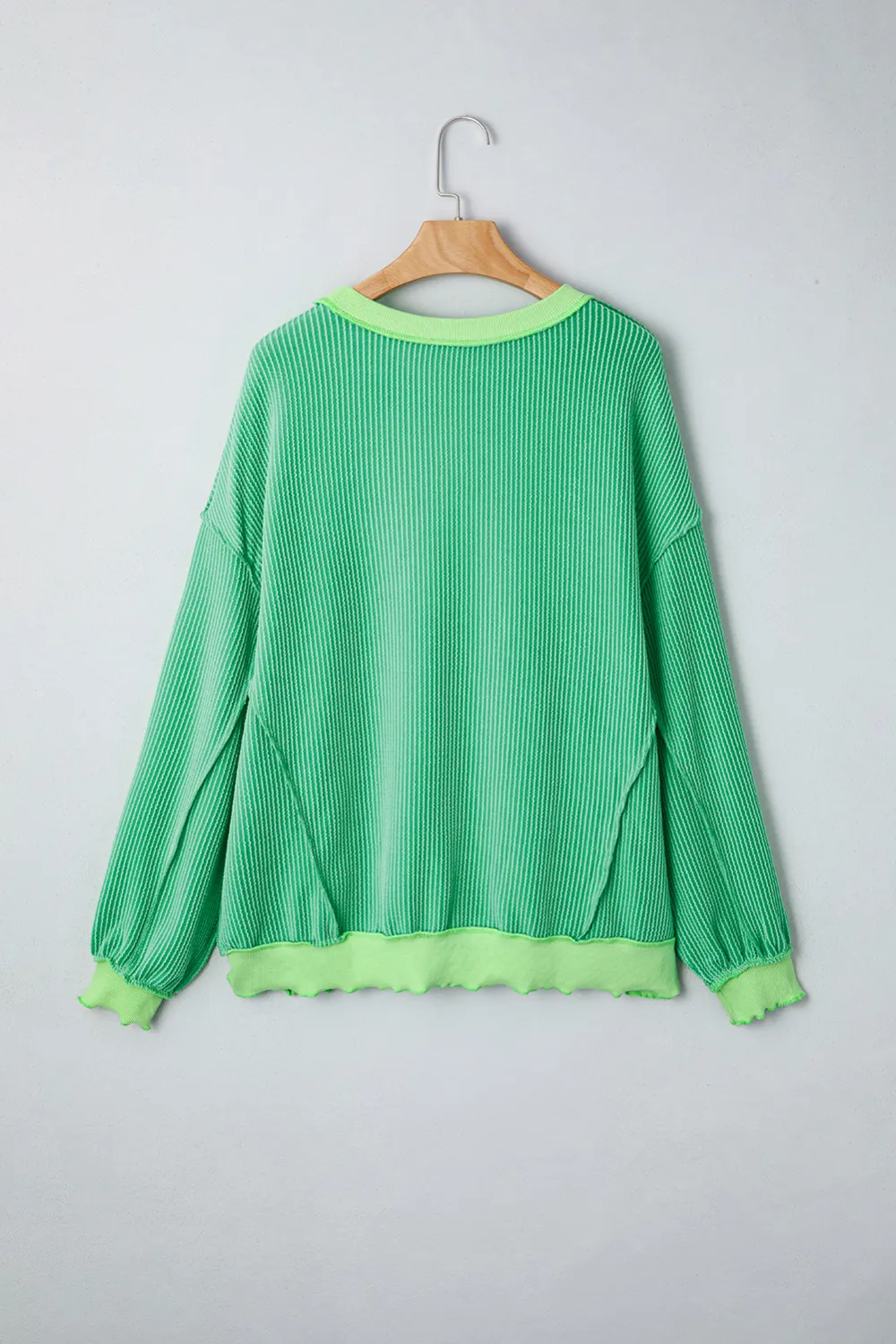 Bright Green Twisted Rib Uneven Top