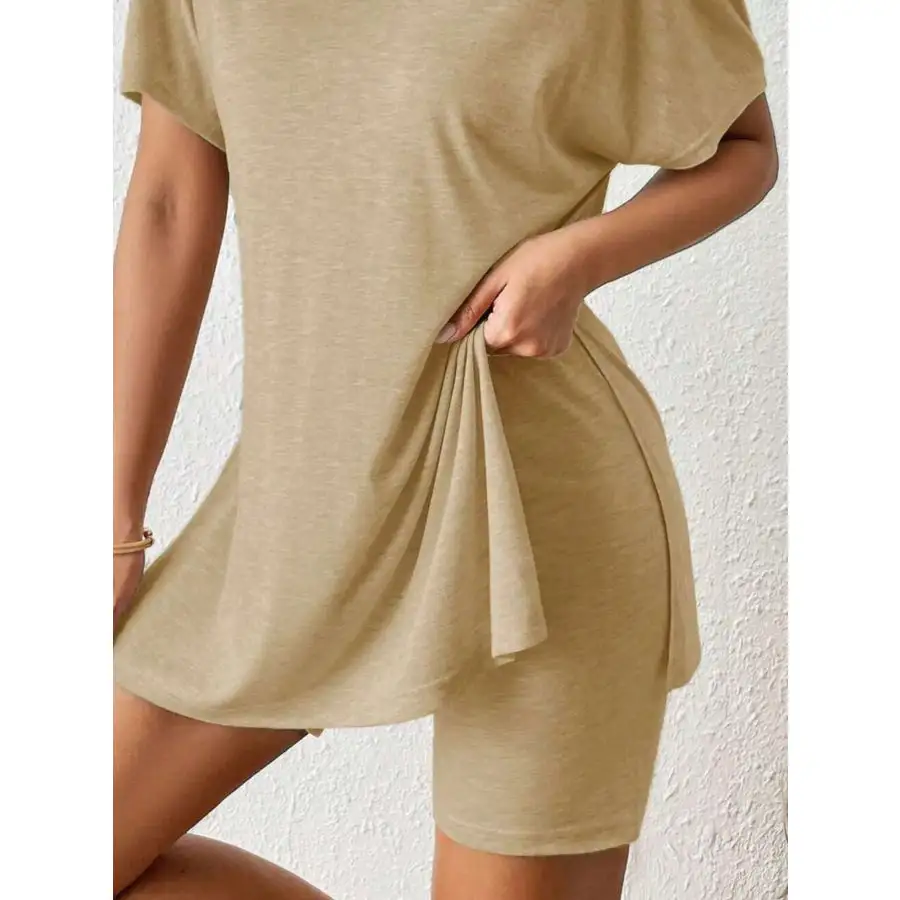 Casual Round Neck T Shirt and Shorts Set