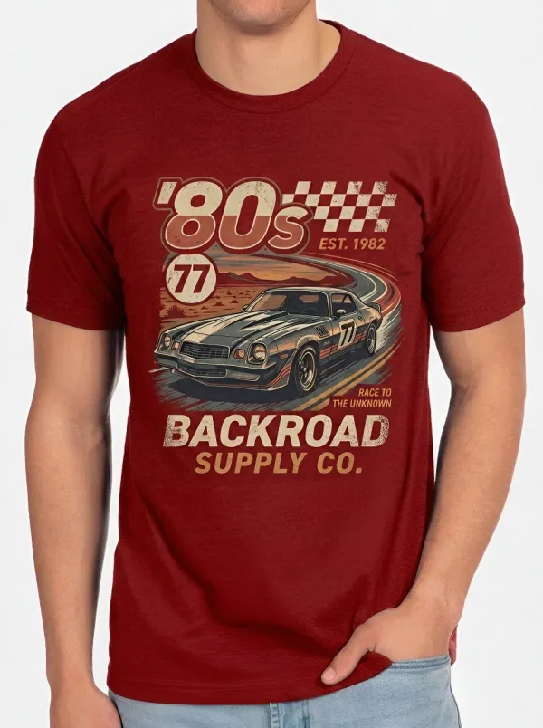 Men's 80s Vintage Muscle Car Racing Printed T-shirt