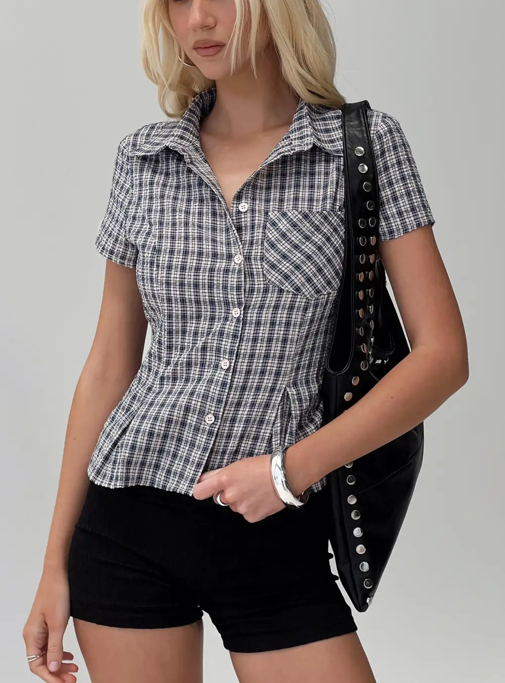 Easy Fit Button Up Collared Blouse