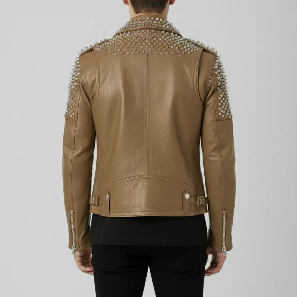 Cowhide Biker Motorcycle Studded Jacket