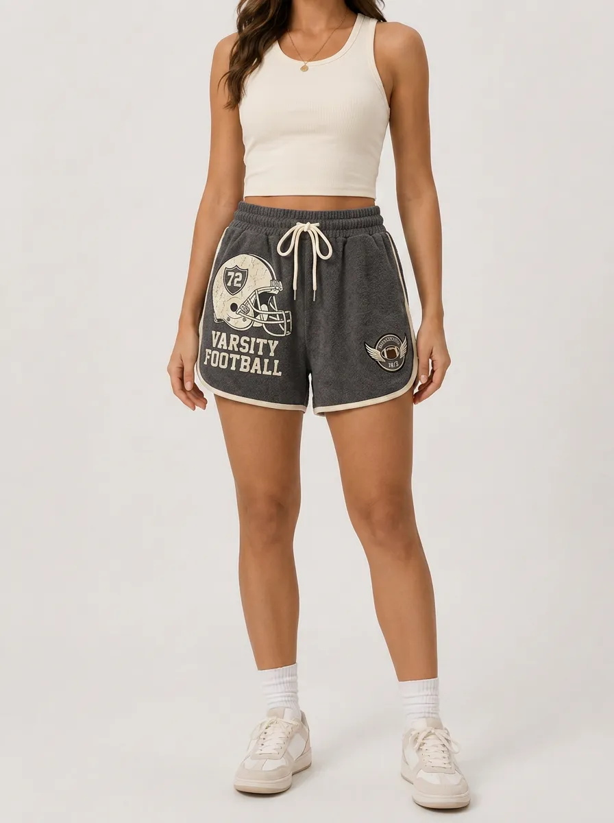 Women's Varsity Football Lover Helmet Printed Shorts