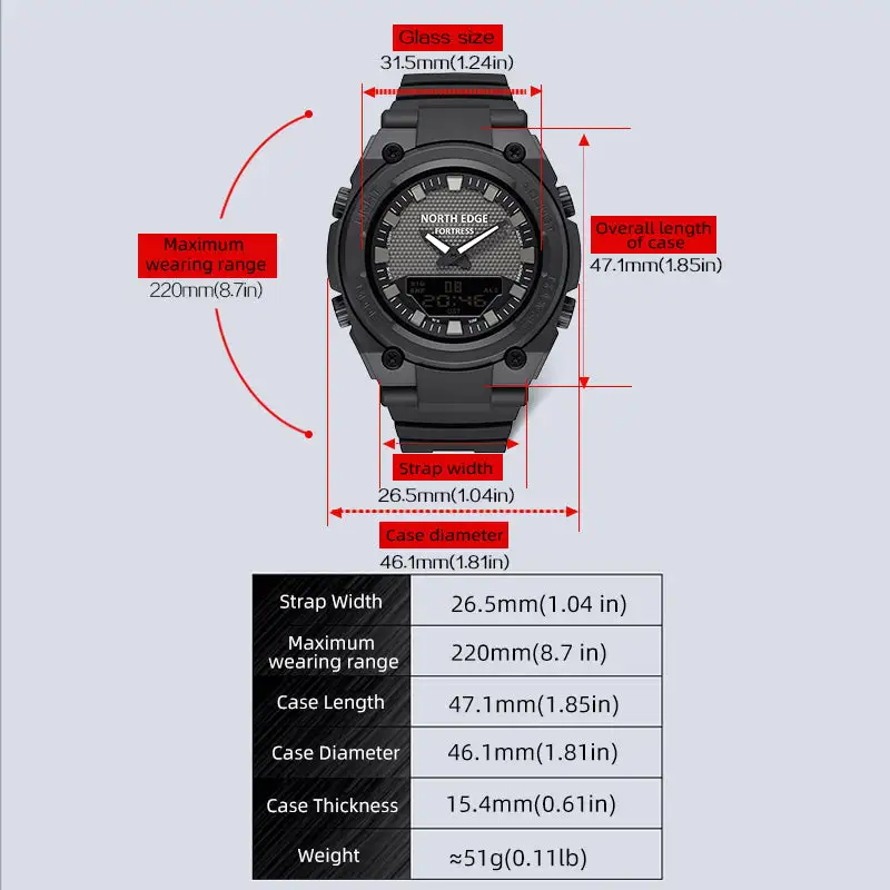 Dual-Display Analog Digital Stopwatch Countdown Luminous FORTRESS