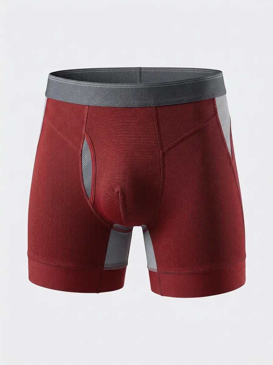 Men's Charcoal Grey Mesh Panel Perforated Boxer Briefs